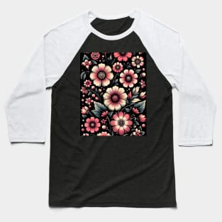 Vintage Pink Floral Baseball T-Shirt